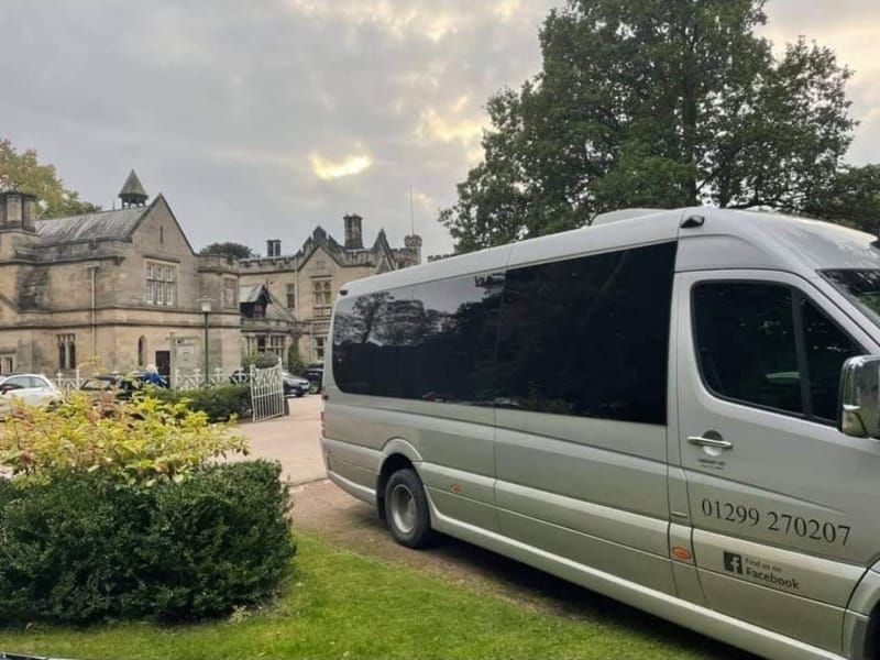 Mawley Minibus silver Mercedes minibus parked outside Hampton Manor